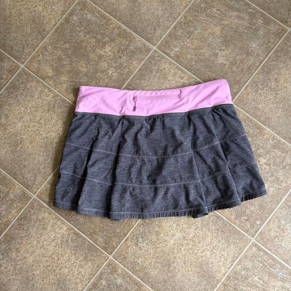 Lululemon Pace Rival Skirt II Gray Vintage Pink Skort Size 6